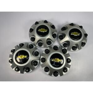 OEM Chevy Silverado Tahoe Suburban Center Caps Set of 4 Silver 10.5” New